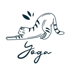 MobileInternational Yoga Day June 21 Doodle cat doing yoga. Yoga exercises, asanas, stretching. Yoga lover.