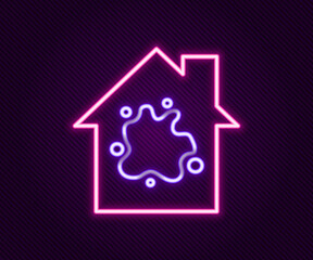 Glowing neon line Painting the house icon isolated on black background. Colorful outline concept. Vector
