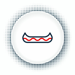 Line Kayak and paddle icon isolated on white background. Kayak and canoe for fishing and tourism. Outdoor activities. Colorful outline concept. Vector