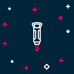 Line Construction jackhammer icon isolated on blue background. Colorful outline concept. Vector