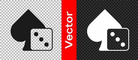 Black Game dice icon isolated on transparent background. Casino gambling. Vector