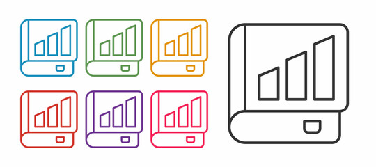 Set line Financial book icon isolated on white background. Set icons colorful. Vector