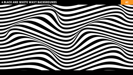 Black and White Wavy Backgrounds