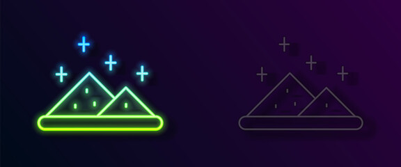 Naklejka premium Glowing neon line Magic powder icon isolated on black background. Vector