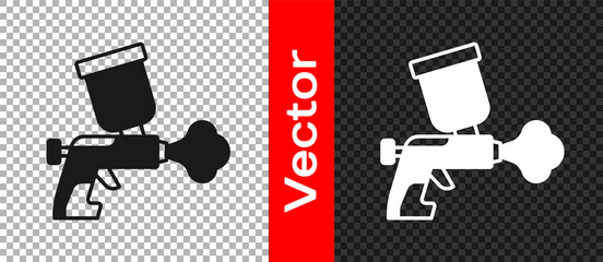 Black Paint spray gun icon isolated on transparent background. Vector