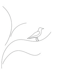 Obraz premium Forest bird line drawing vector illustration