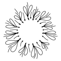 Hand drawn doodle arrows. Set of vector arrows with a place to sign. Arrows with wings.