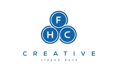Fototapeta na wymiar FHC creative circle three letters logo design with blue