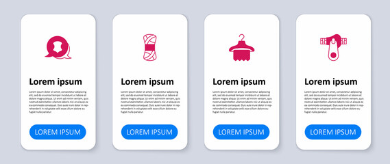 Set Zipper, Hanger wardrobe, Yarn and Leather. Business infographic template. Vector