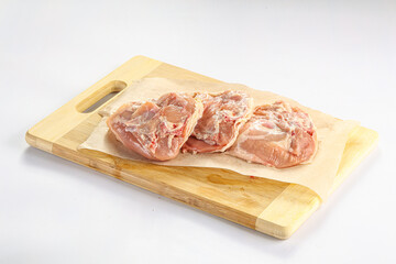 Raw chicken leg fillet uncooked