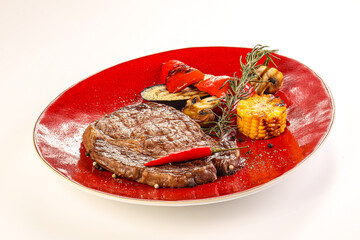 Delicous steak ribeye wtith vegetables