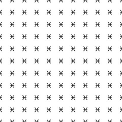 Square seamless background pattern from geometric shapes. The pattern is evenly filled with big black zodiac pisces symbols. Vector illustration on white background