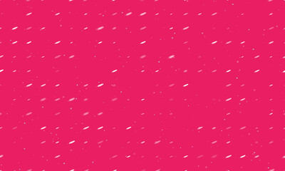 Seamless background pattern of evenly spaced white feather symbols of different sizes and opacity. Vector illustration on pink background with stars