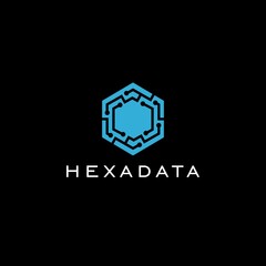 Hexagon Data Logo, Modern Data Geometric Logo Vector, Hexagone Data Sircuit Logo Template