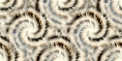 Seamless funky 1970s tie dye border motif pattern for surface design and print. High quality illustration. 70s funky psychedelic abstract hippie swatch. Multicolored spiral tiedye swirl textile design
