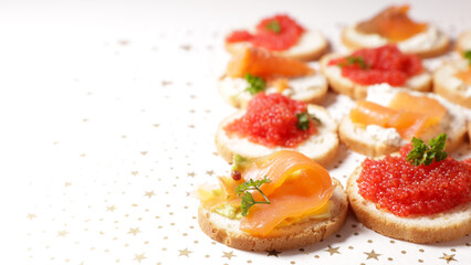 assorted of canape,  holiday toast