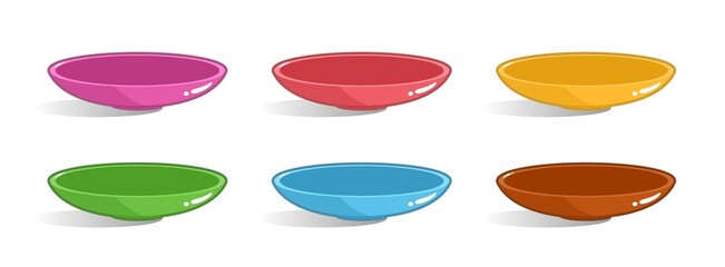 Dish icon set. Cartoon empty dishes isolated on white background