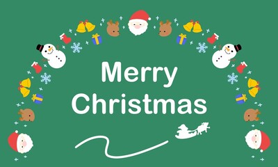 Fototapeta premium シンプルで可愛い半円型のクリスマスフレーム（緑）