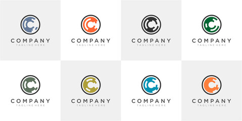 Set of Logo C in circle Logo design template