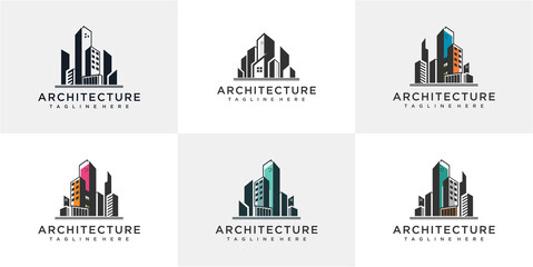 Set of Architecture logo design template. architecture logo design collections. building logo design