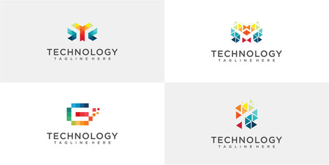 Creative Letter Technology Logo design collections