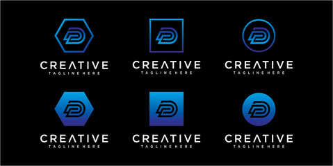 Awesome Letter P logo design template with gradient color