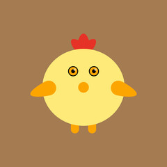 Vector Cute Chicks as icons, symbols, logos and more, isolated on brown background.