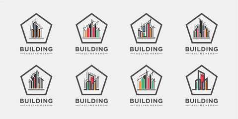 Fototapeta premium set of colorful building logo design inspiration