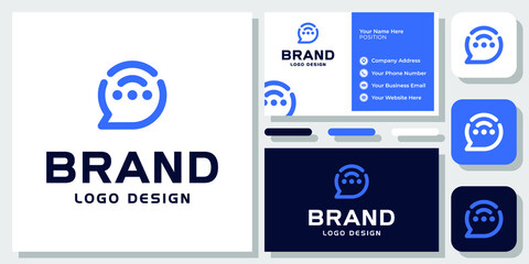 Chat Signal Bubble Message Wifi Talk Technology Icon Modern Logo Design with Business Card Template