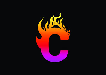 Fire C Letter Logo And Icon Design Template
