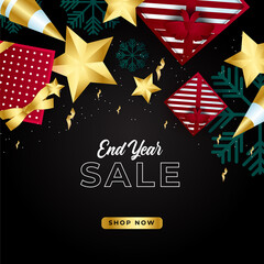 Christmas, new year, winter sale banner. Poster, background, flyer, invitation card, template design with winter elements. Vector illustration