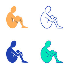 Loss of interest to activities icon set in flat and line style