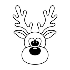Cute reindeer head isolated on white background. Vector outline illustration © Elena
