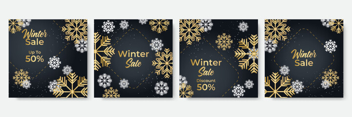 Christmas sale. Winter promotional labels cards advertising special offers season sales. Christmas promotion discount poster. Winter sale, social media promotional content. Vector illustration