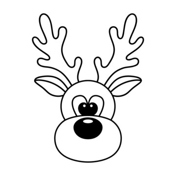 Premium Vector | Set of reindeer face in line style isolated