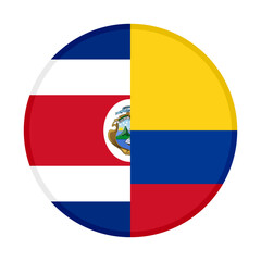 round icon with costa rica and colombia flags. vector illustration isolated on white background