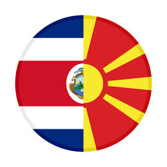 round icon with costa rica and north macedonia flags. vector illustration isolated on white background