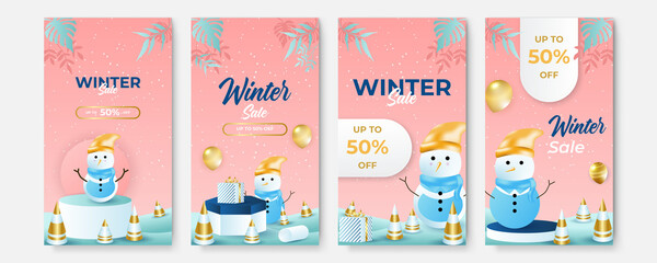 Christmas sale. Winter promotional labels cards advertising special offers season sales. Christmas promotion discount poster. Winter sale, social media promotional content. Vector illustration