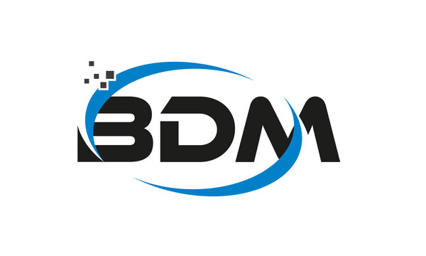 BDM shield with round shape logo design vector template, monogram logo, abstract logo, wordmark logo, lettermark logo, business logo, brand  logo, flat logo. Stock Vector