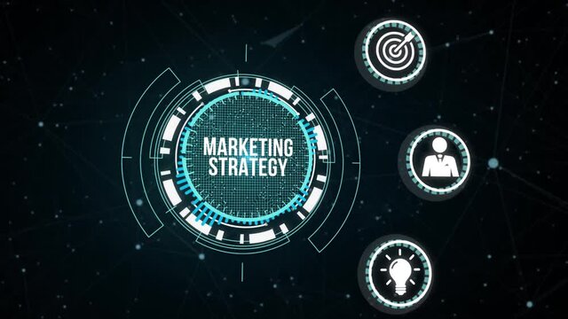 Internet, business, Technology and network concept. Digital Marketing content planning advertising strategy concept. Virtual button.
