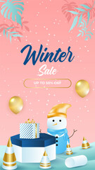 Fototapeta na wymiar Christmas sale background designs, winter sale, social media promotional content. Set of winter social media stories template. Background with place for text. for event invitation, promo, ad.