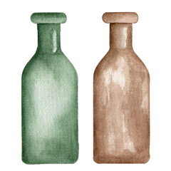 Antique glass bolltes. Watercolor hand drawn vails illustartion. Isolated clipart element on white background - obrazy, fototapety, plakaty