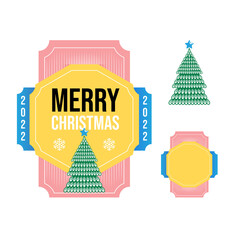 Naklejka premium Christmas Tree Line art logos or icons with label. vector illustration.