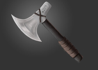 axe on a gray background. the era of the Vikings. concept. illustration
