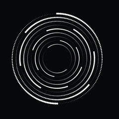 Rotating halftone dots in Spiral Form for comic books . Twirl background . Vector Illustration . Round Logo . Spiral Design element . Abstract Geometric vortex.