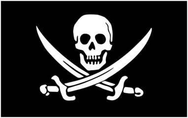 classic jolly roger pirate skull flag - obrazy, fototapety, plakaty
