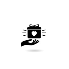 Customer gift box icon with shadow