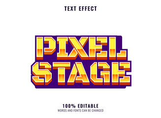 Obraz premium yellow violet pixel stage 3d retro game logo title text effect