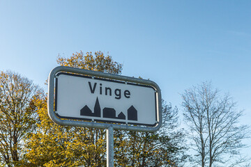 road sign of the futuristic village Vinge
