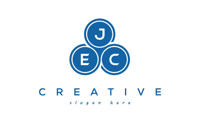 Fototapeta na wymiar JEC creative circle three letters logo design with blue
